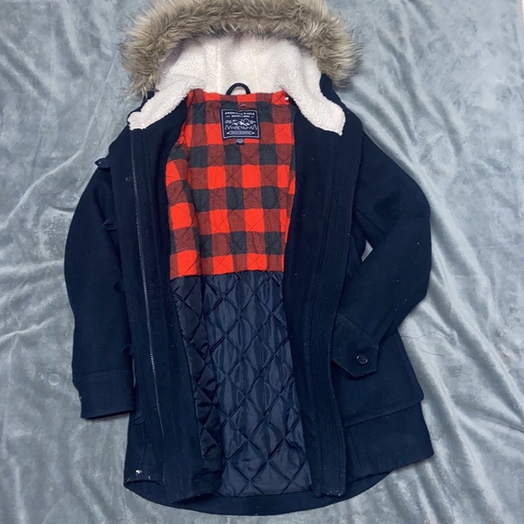 American Eagle Outfitters AEO Wool Blend Button Pea Coat Size Small - Picture 5 of 8